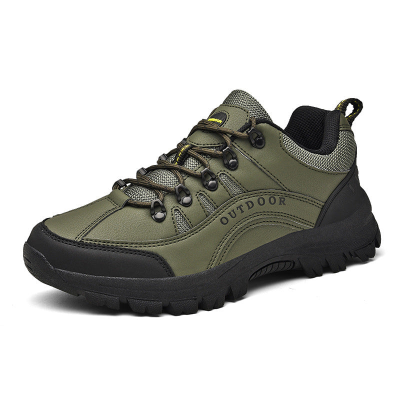 Men’s Autumn Winter Leather Low-Top Hiking Sneakers Boots