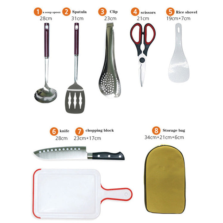 8-Piece Camp Kitchen Utensil Set – Portable BBQ and Camping Gear