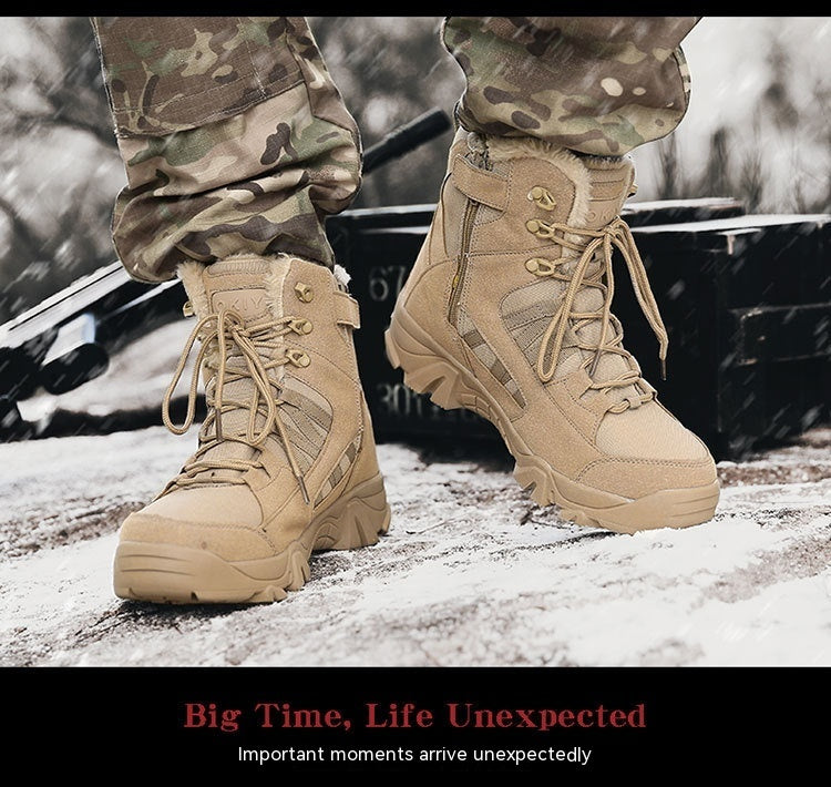Men’s Winter Fleece-Lined Combat Boots – Outdoor Climbing Shoes
