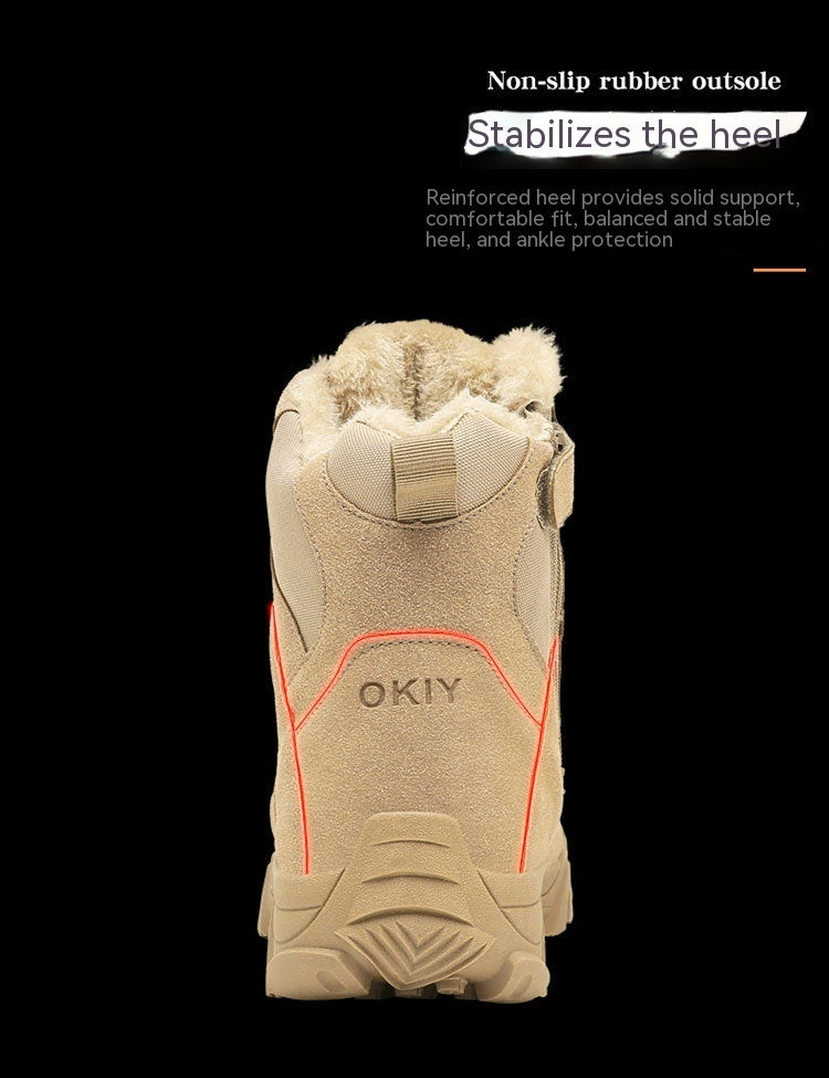 Men’s Winter Fleece-Lined Combat Boots – Outdoor Climbing Shoes