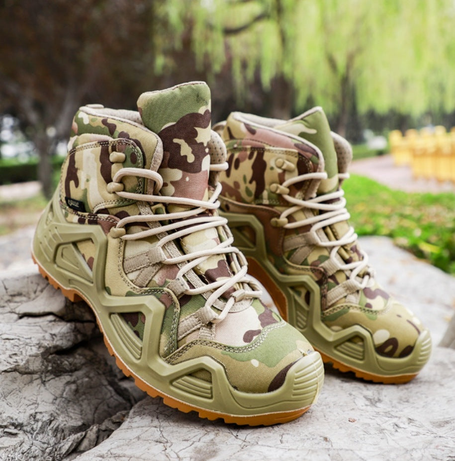 Mid-High Top Military Combat Boots – Outdoor Training Hiking Shoes