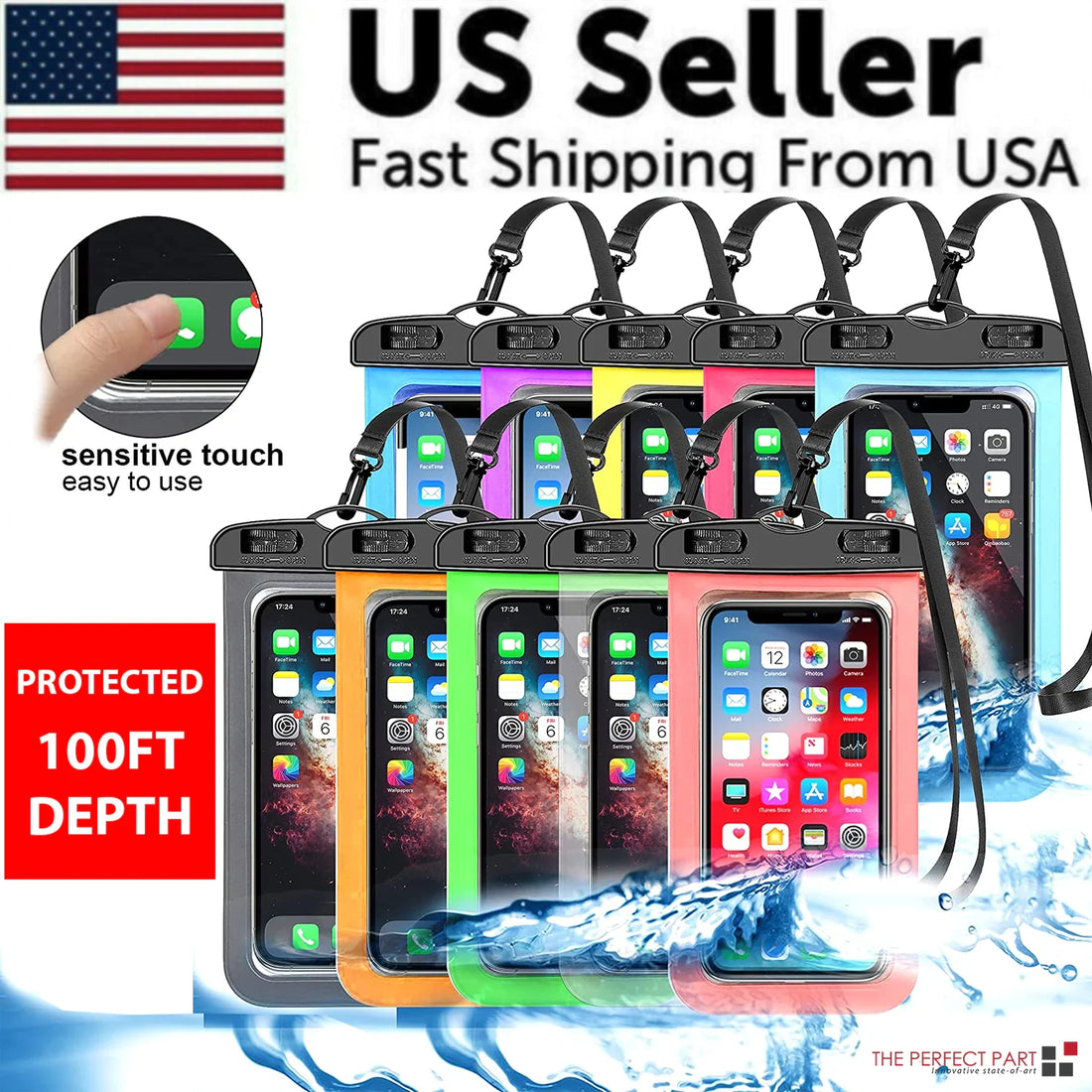 3-Pack Waterproof Floating Phone Pouch – Universal Dry Bag Case for iPhone & Samsung (Beach, Swimming & Water Sports)