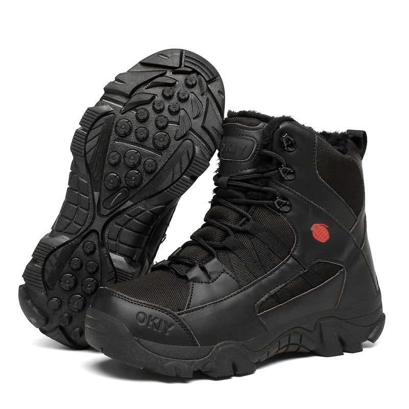 Men’s Winter Fleece-Lined Combat Boots – Outdoor Climbing Shoes
