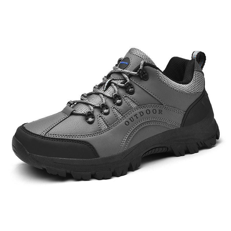 Men’s Autumn Winter Leather Low-Top Hiking Sneakers Boots