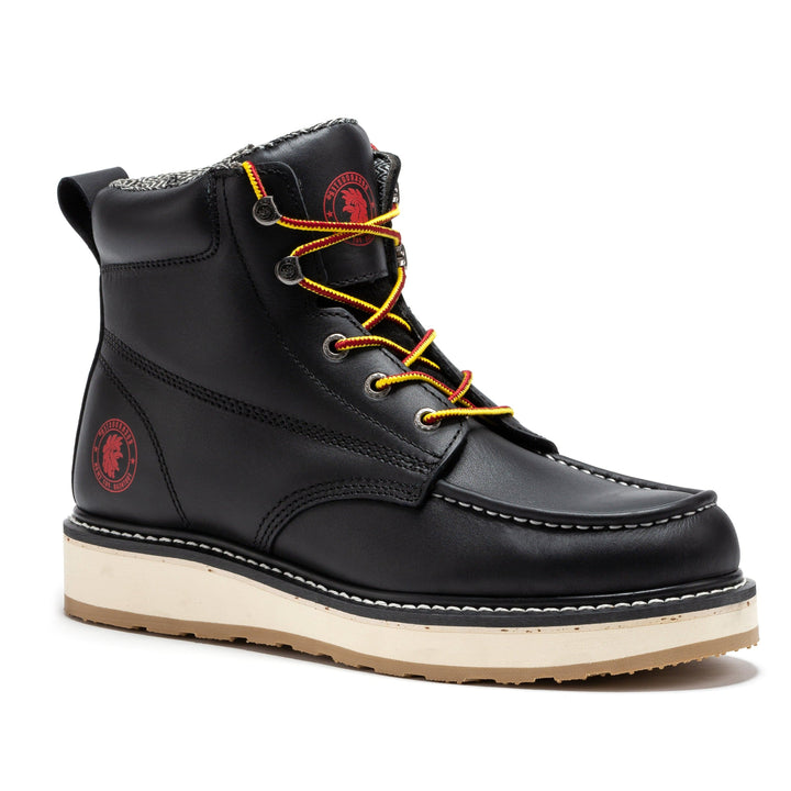 Men's 6 inch Black Soft Toe Zip Sided Wedge Work Boots SAP310