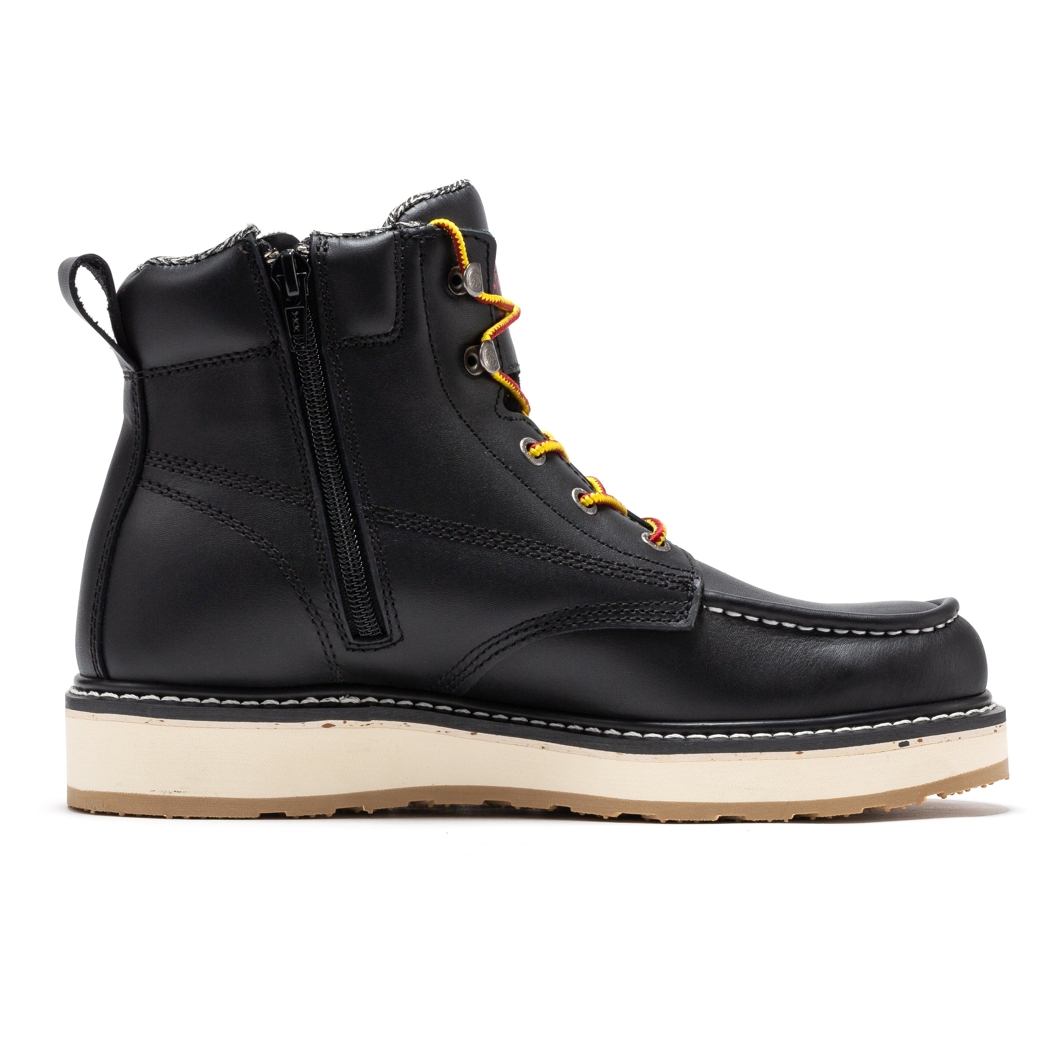 Men's 6 inch Black Soft Toe Zip Sided Wedge Work Boots SAP310