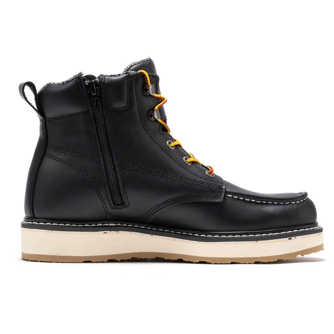 Men's 6 inch Black Soft Toe Zip Sided Wedge Work Boots SAP310