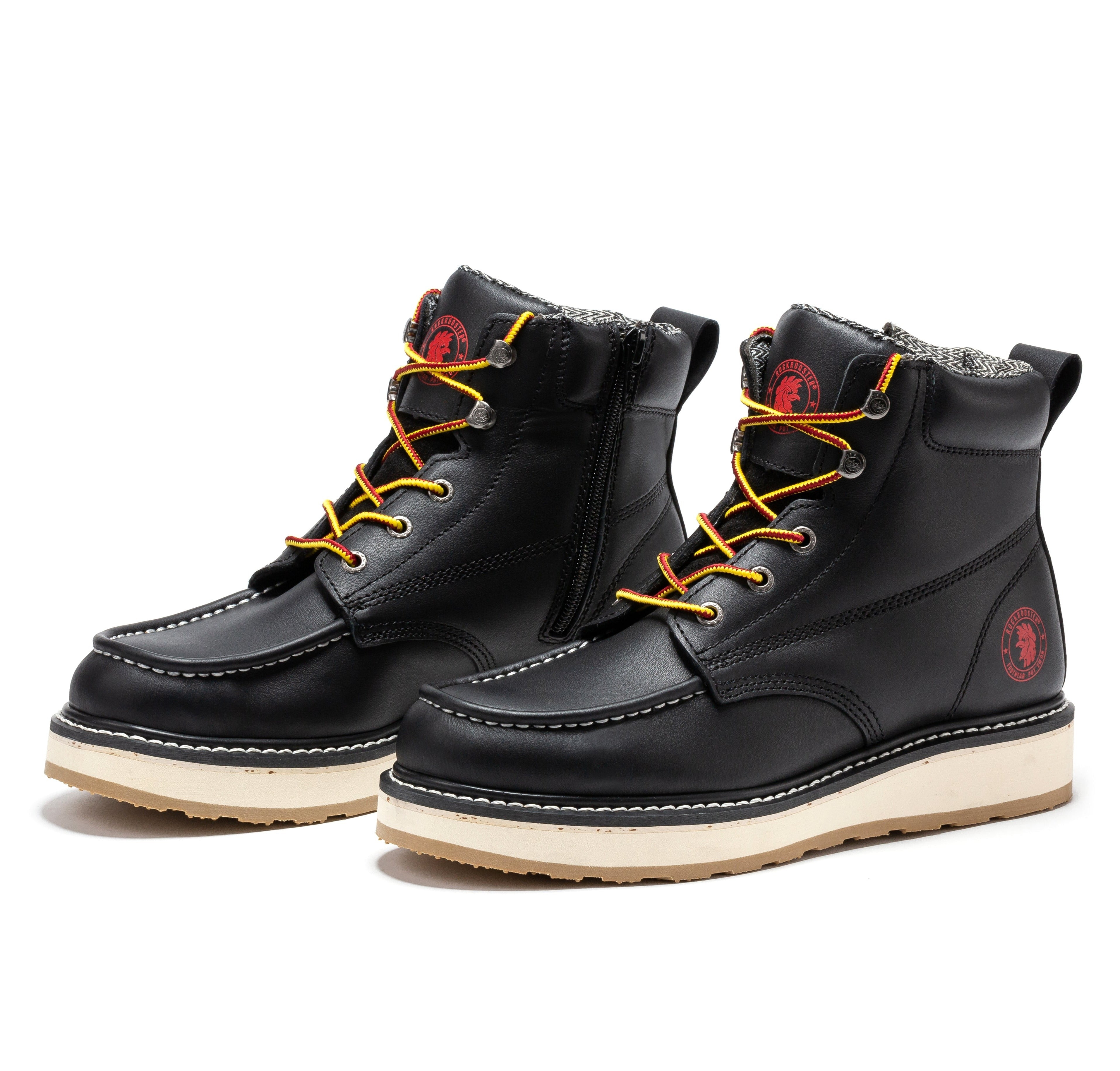 Men's 6 inch Black Soft Toe Zip Sided Wedge Work Boots SAP310