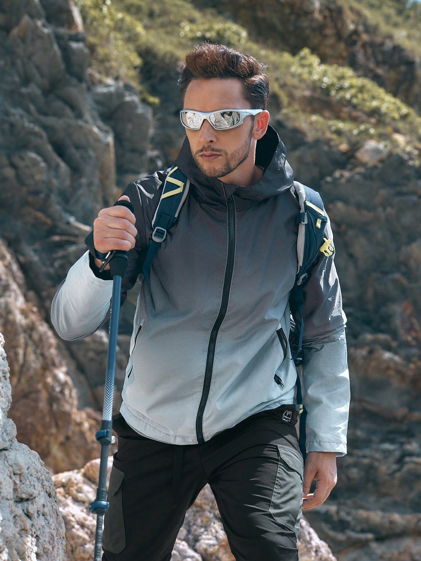 Men’s Hooded Raincoat – Waterproof, Windproof Outdoor Mountaineering Jacket