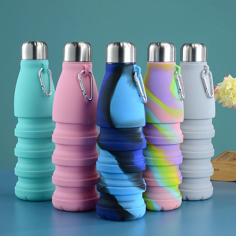 550ml Portable Silicone Folding Water Bottle – Reusable Travel Sports Cup