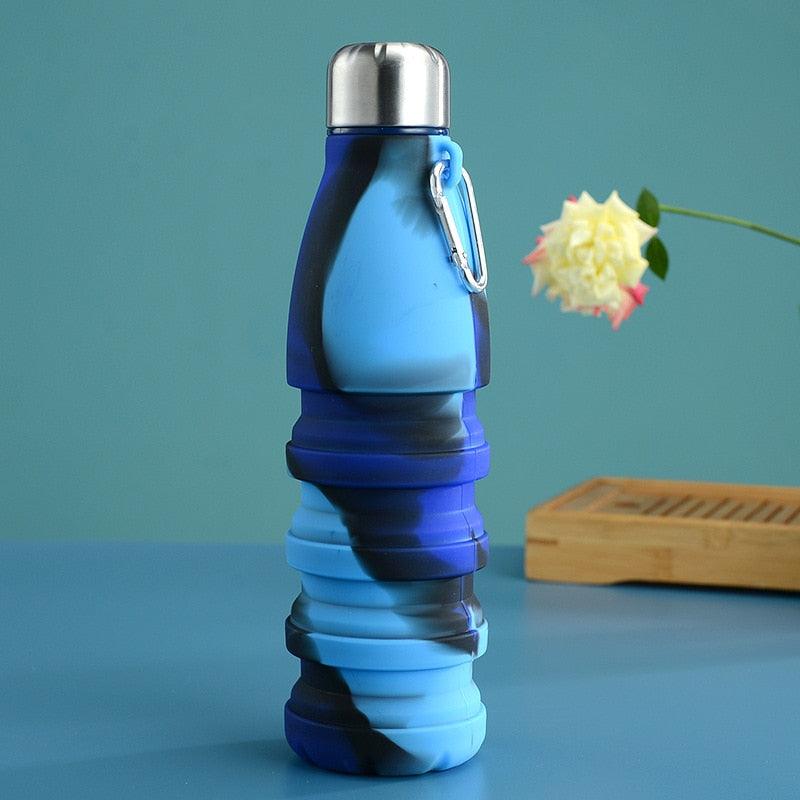 550ml Portable Silicone Folding Water Bottle – Reusable Travel Sports Cup