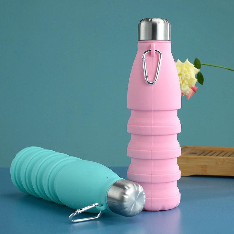 550ml Portable Silicone Folding Water Bottle – Reusable Travel Sports Cup