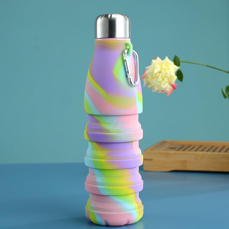 550ml Portable Silicone Folding Water Bottle – Reusable Travel Sports Cup