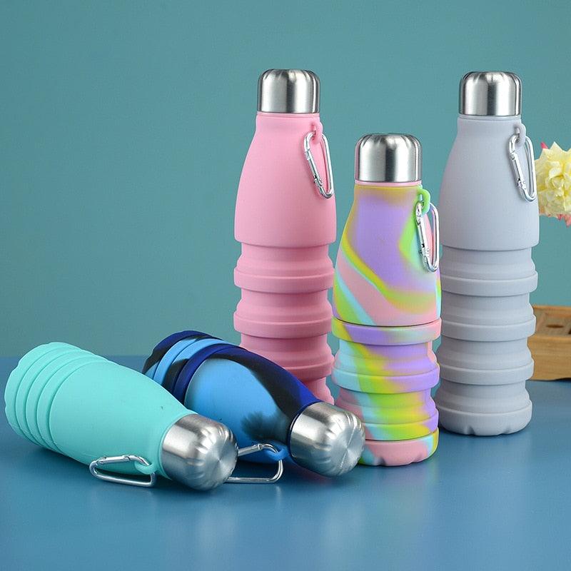 550ml Portable Silicone Folding Water Bottle – Reusable Travel Sports Cup