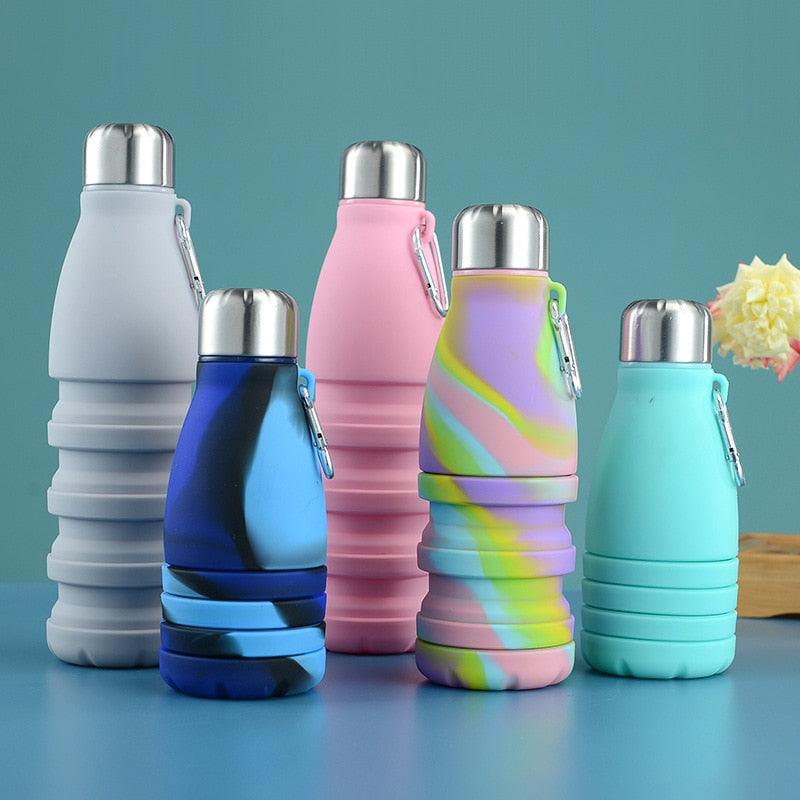 550ml Portable Silicone Folding Water Bottle – Reusable Travel Sports Cup