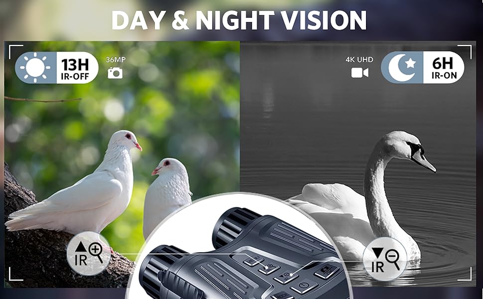 4K Night Vision Binoculars – 8X Digital Zoom, 1080P HD Recording, IR Illuminator for Hunting, Camping & Wildlife Viewing