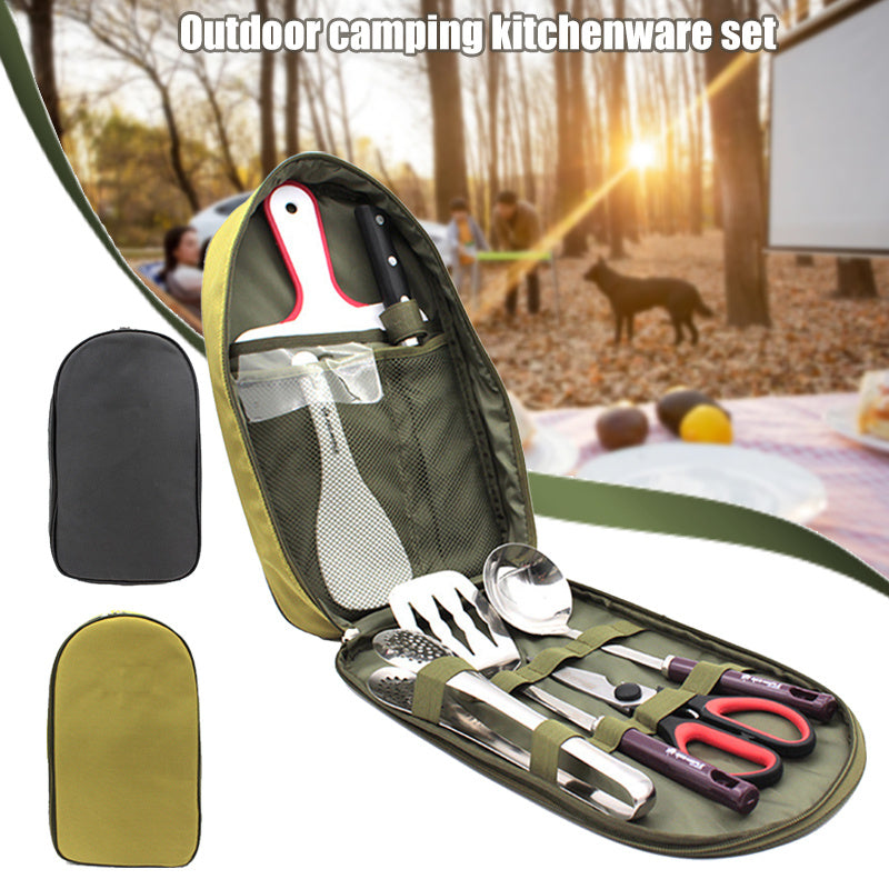 8-Piece Camp Kitchen Utensil Set – Portable BBQ and Camping Gear