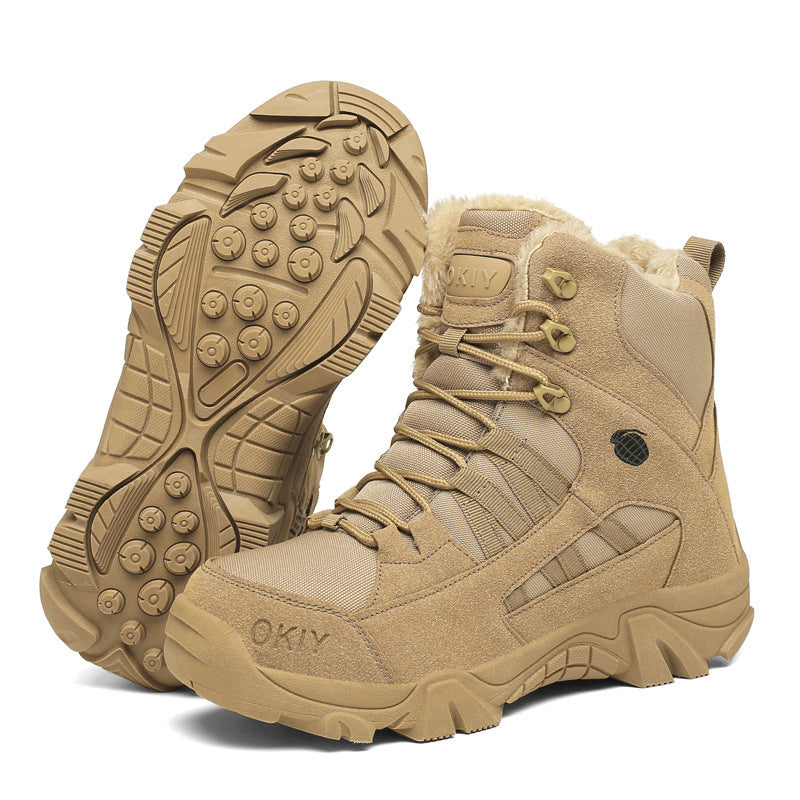 Men’s Winter Fleece-Lined Combat Boots – Outdoor Climbing Shoes