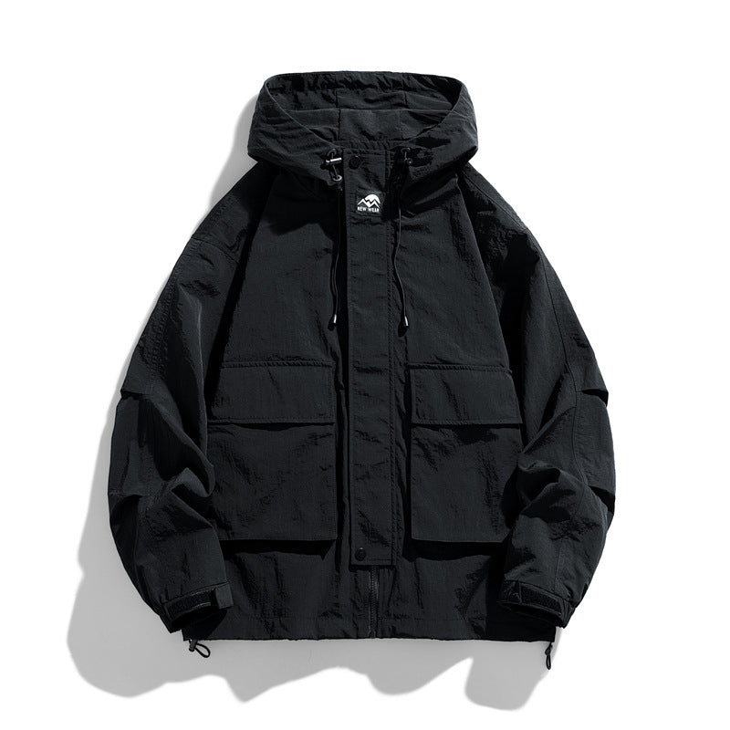 Outdoor Windproof Waterproof Loose All-matching Work Clothes Style Hooded Jacket