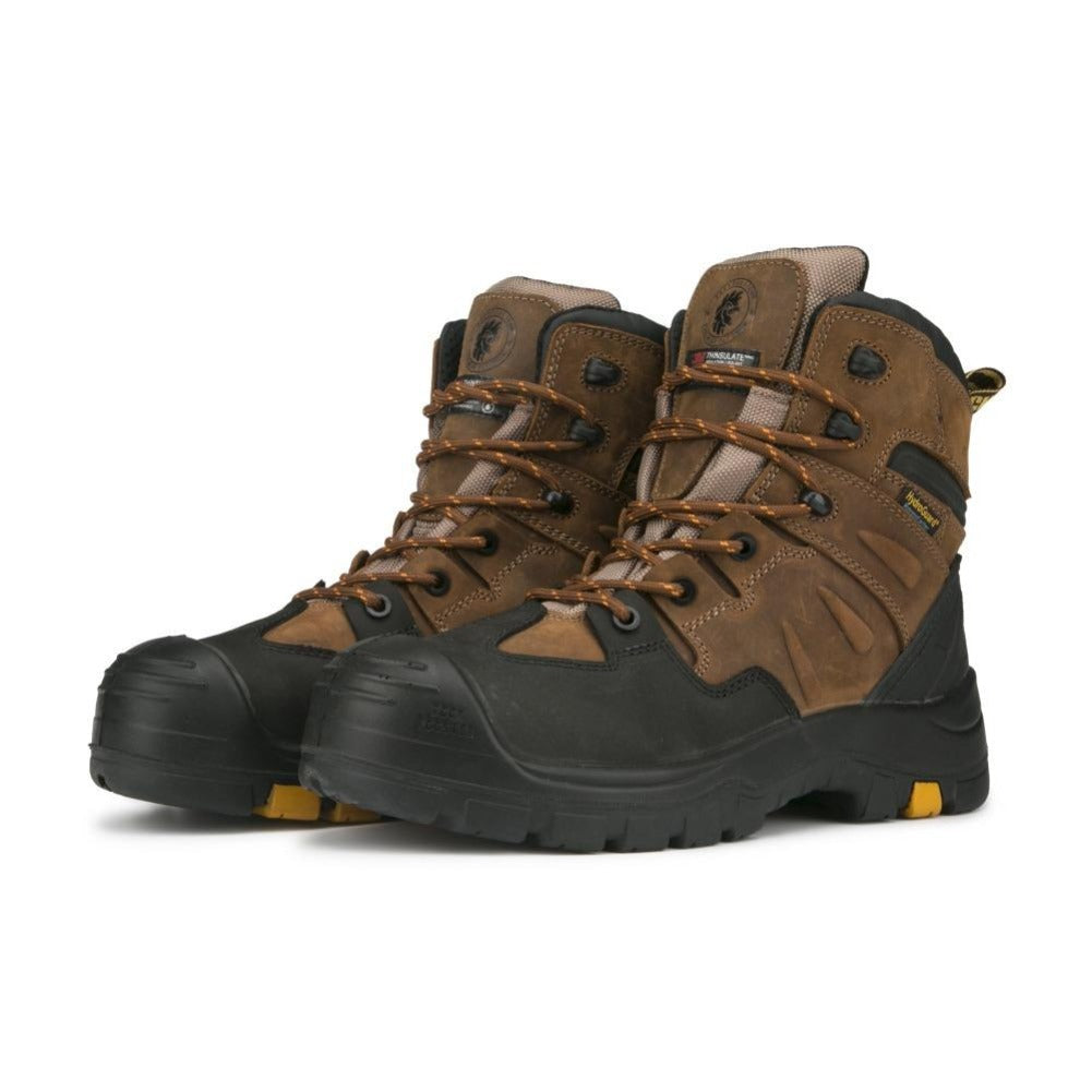 Brown 6-Inch Waterproof Safety Toe Leather Work Boots – AK669