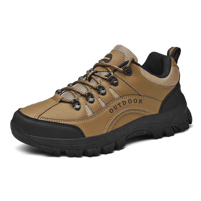Men’s Autumn Winter Leather Low-Top Hiking Sneakers Boots
