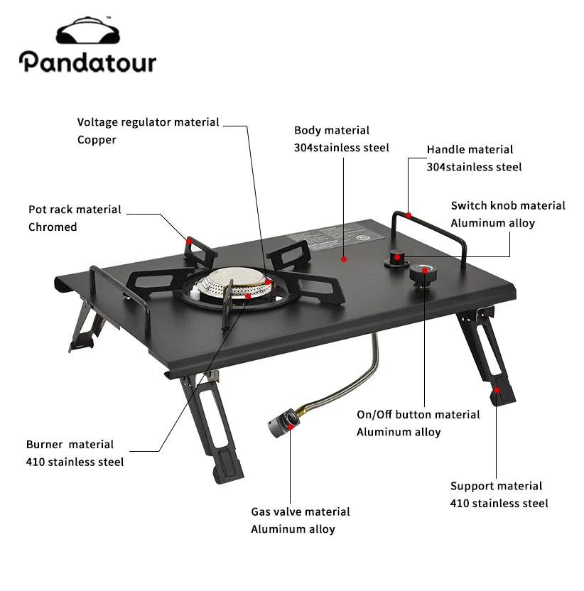 Pandatour 2025 IGT Folding Camping Stove – One-Touch High-Power Outdoor Gas Burner for Camping, Patio & Travel