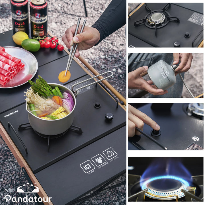 Pandatour 2025 IGT Folding Camping Stove – One-Touch High-Power Outdoor Gas Burner for Camping, Patio & Travel