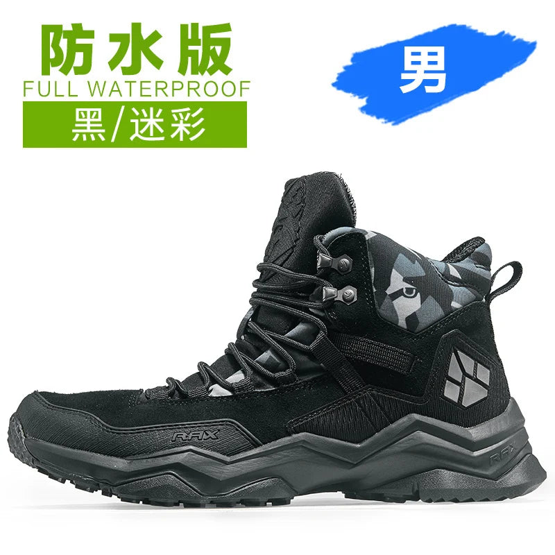 RAX Waterproof Mid-Top Hiking Shoes – Men’s & Women’s Leather Trekking Boots for Trail, Camping, Climbing & Outdoor Adventures