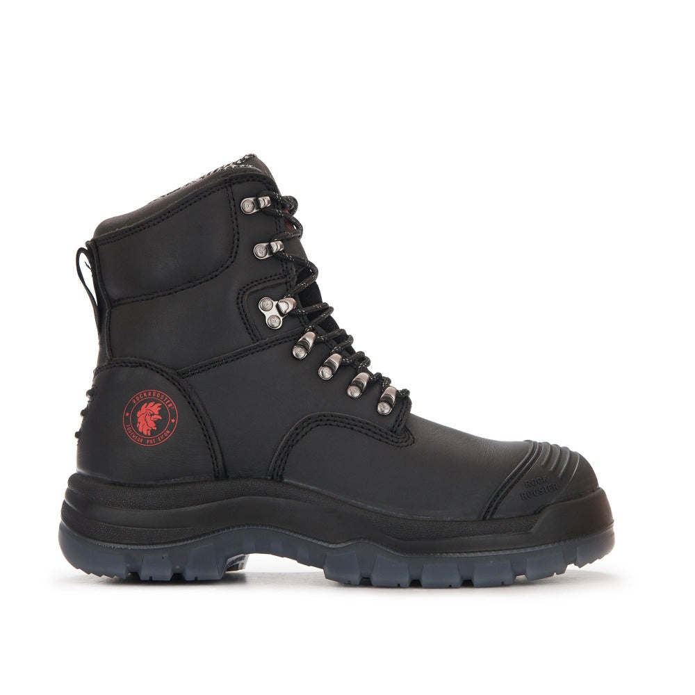 Black 7-Inch Steel Toe Leather Work Boots – Zip-Sided AK245Z