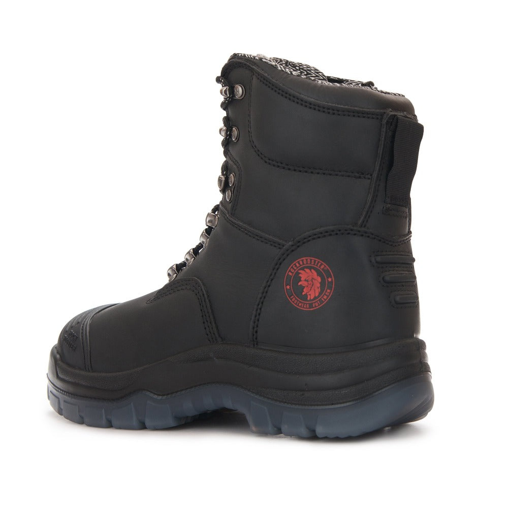 Black 7-Inch Steel Toe Leather Work Boots – Zip-Sided AK245Z