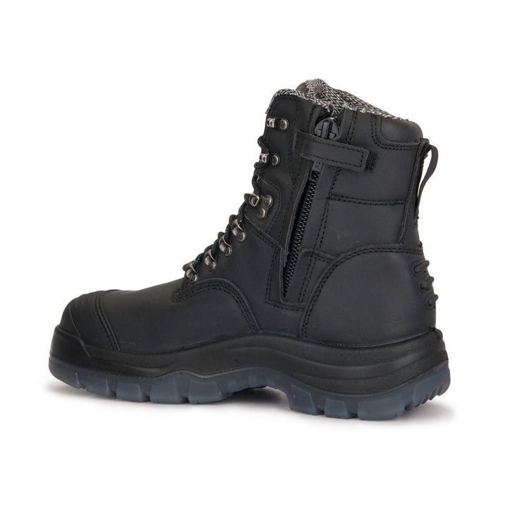 Black 7-Inch Steel Toe Leather Work Boots – Zip-Sided AK245Z