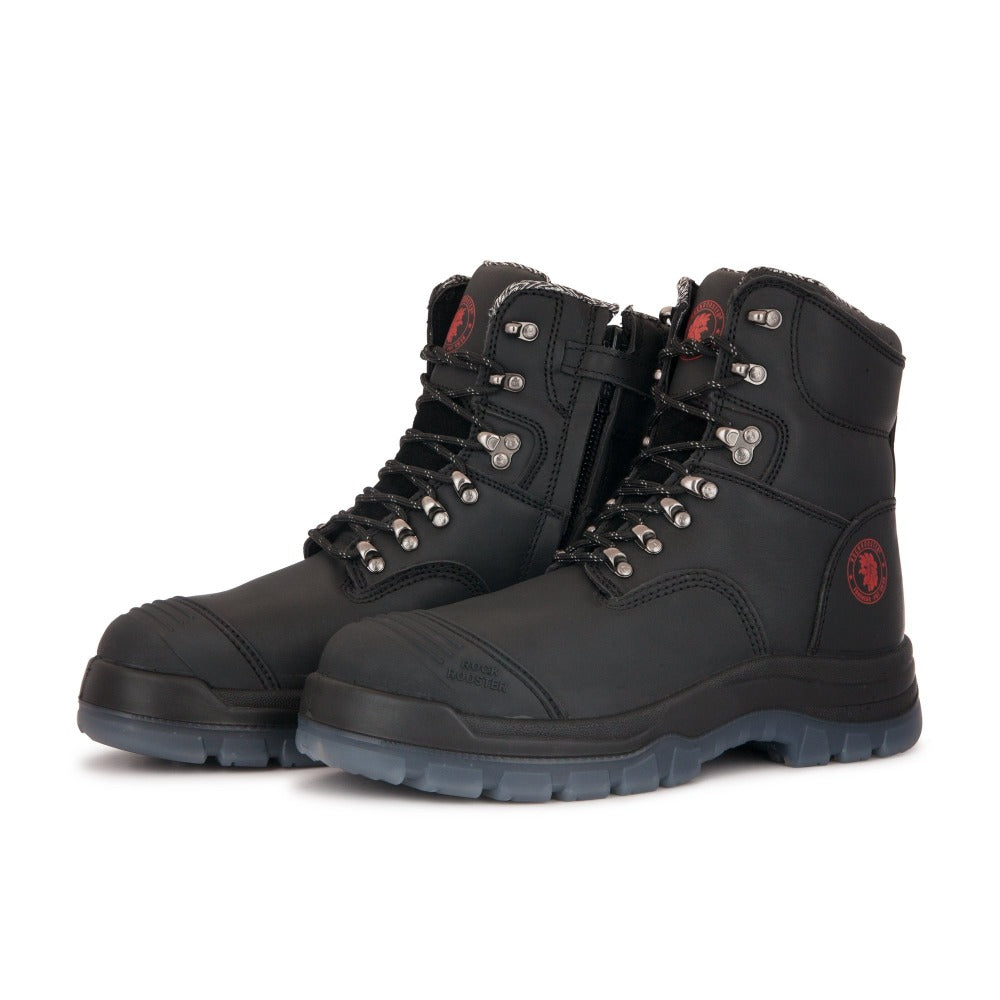 Black 7-Inch Steel Toe Leather Work Boots – Zip-Sided AK245Z