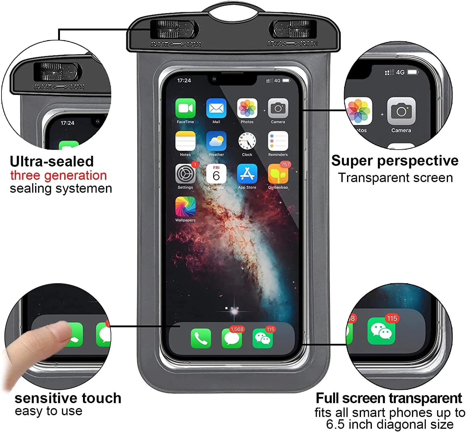 3-Pack Waterproof Floating Phone Pouch – Universal Dry Bag Case for iPhone & Samsung (Beach, Swimming & Water Sports)