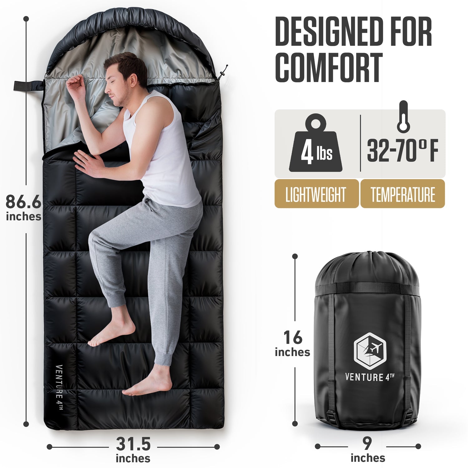 XXL Sleeping Bag for Big & Tall Adults – Extra Wide & Long Camping Sleeping Bag for Ultimate Comfort