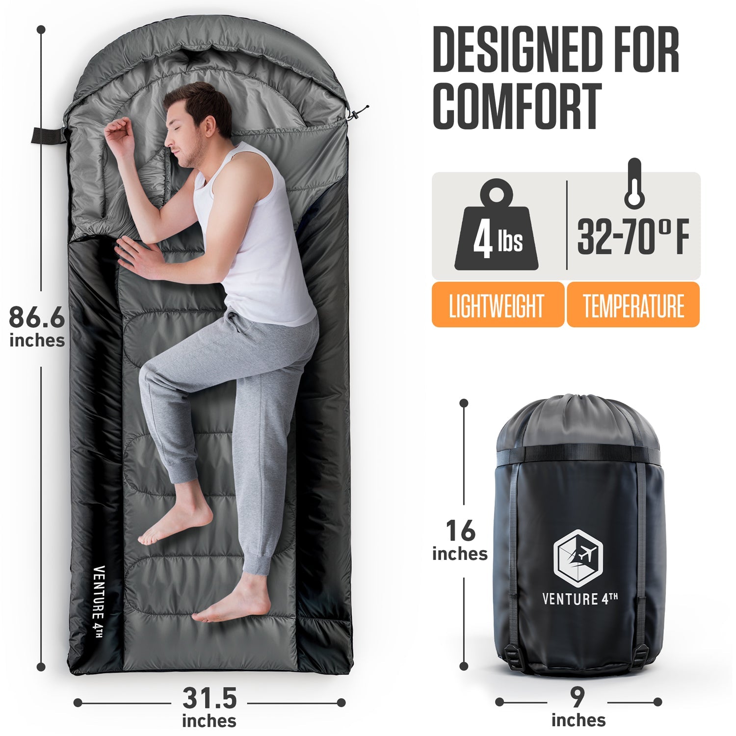 XXL Sleeping Bag for Big & Tall Adults – Extra Wide & Long Camping Sleeping Bag for Ultimate Comfort
