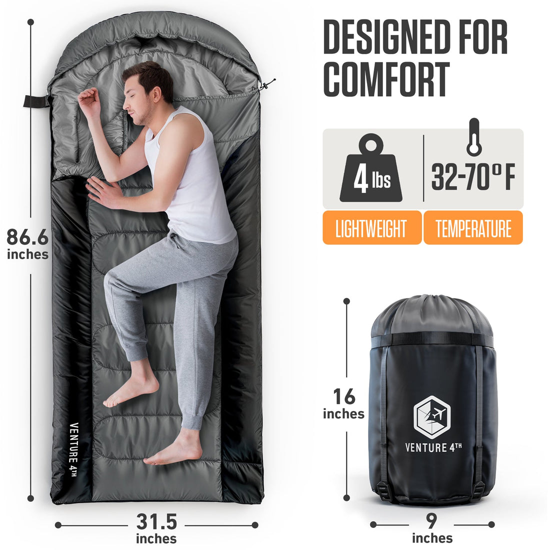 XXL Sleeping Bag for Big & Tall Adults – Extra Wide & Long Camping Sleeping Bag for Ultimate Comfort