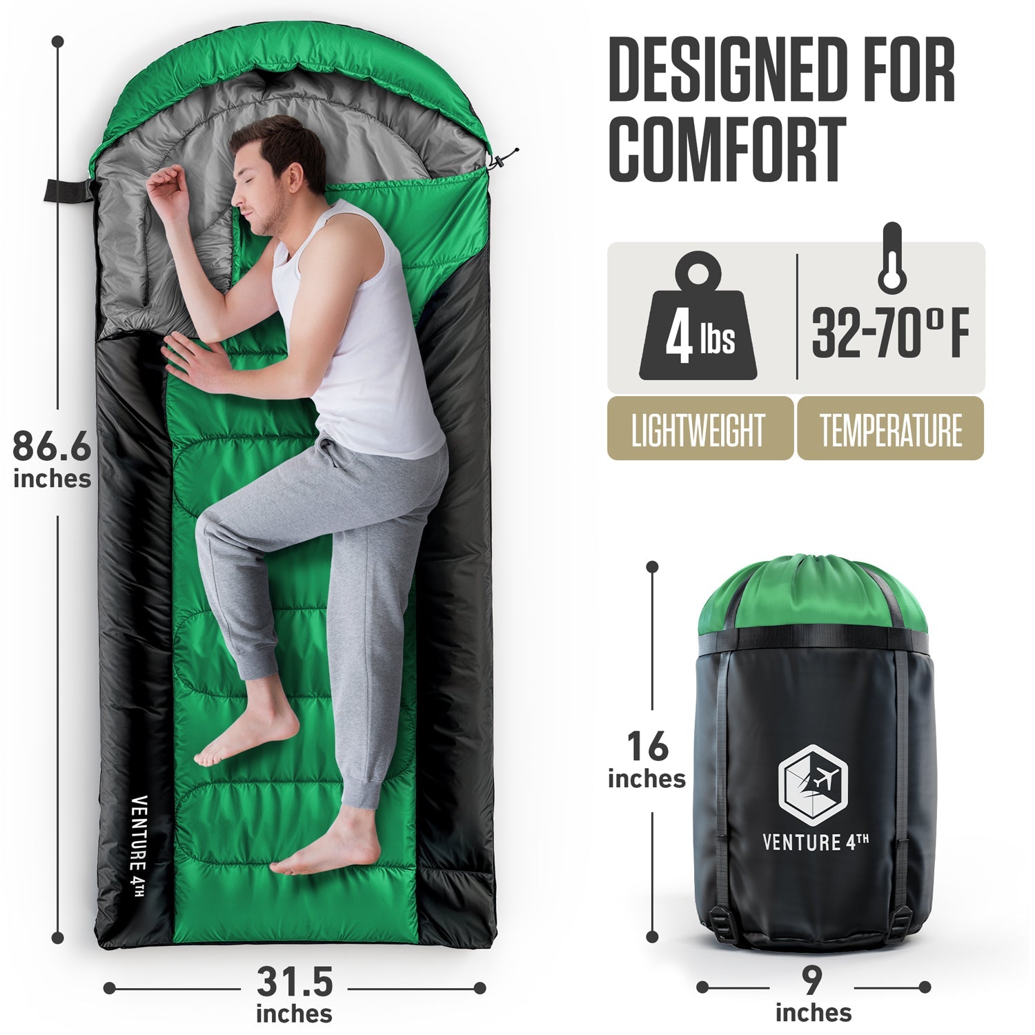 XXL Sleeping Bag for Big & Tall Adults – Extra Wide & Long Camping Sleeping Bag for Ultimate Comfort