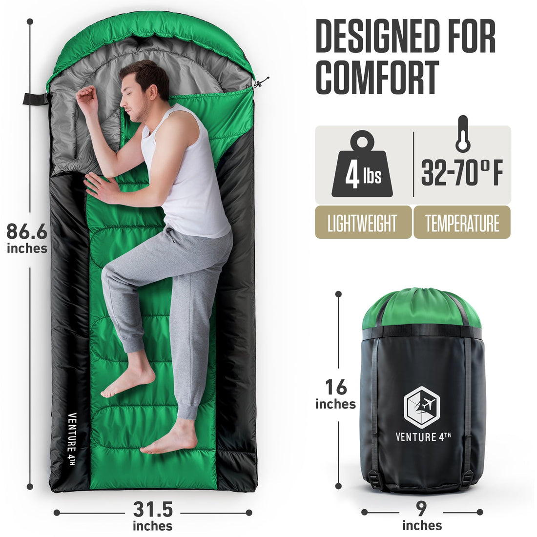 XXL Sleeping Bag for Big & Tall Adults – Extra Wide & Long Camping Sleeping Bag for Ultimate Comfort
