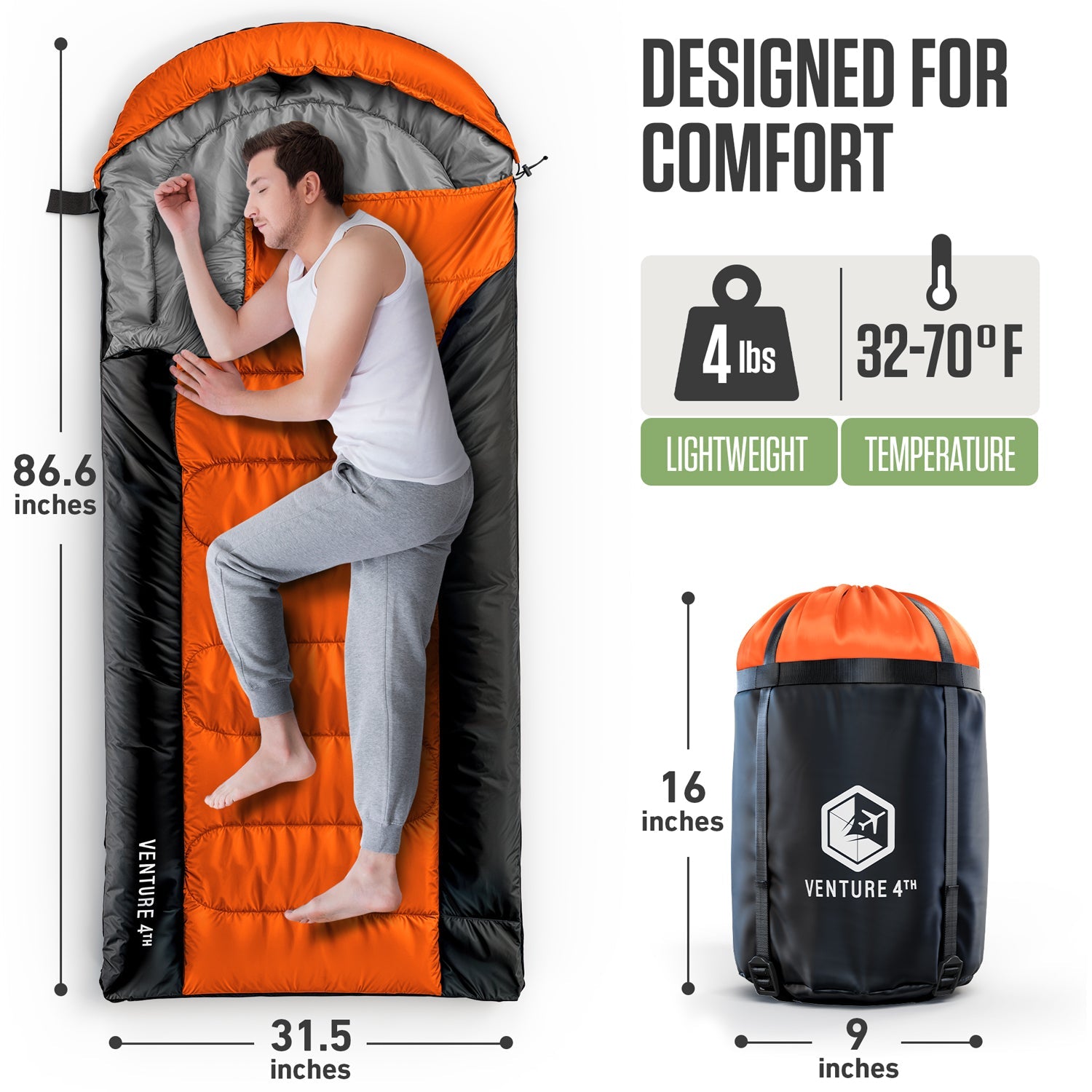 XXL Sleeping Bag for Big & Tall Adults – Extra Wide & Long Camping Sleeping Bag for Ultimate Comfort