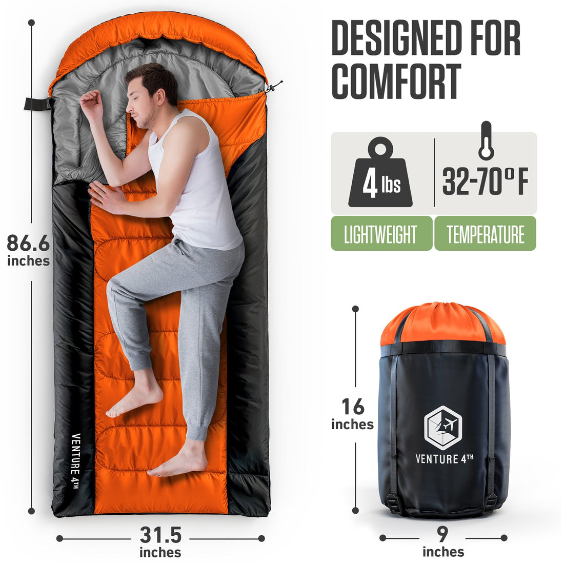 XXL Sleeping Bag for Big & Tall Adults – Extra Wide & Long Camping Sleeping Bag for Ultimate Comfort