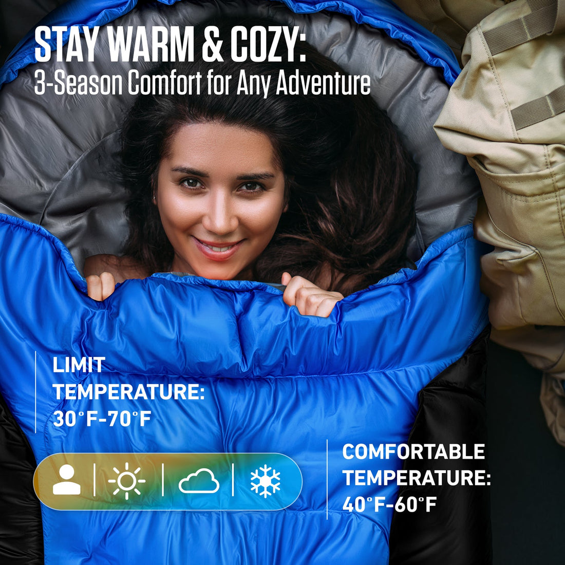 XXL Sleeping Bag for Big & Tall Adults – Extra Wide & Long Camping Sleeping Bag for Ultimate Comfort