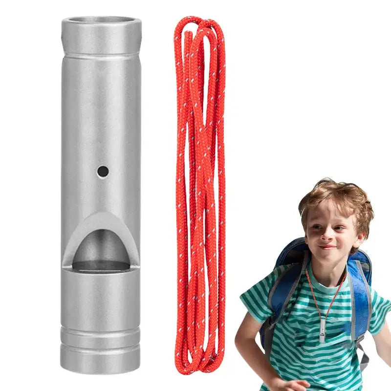 Titanium Survival Whistle – Ultralight Loud Hiking Safety Tool with Lanyard
