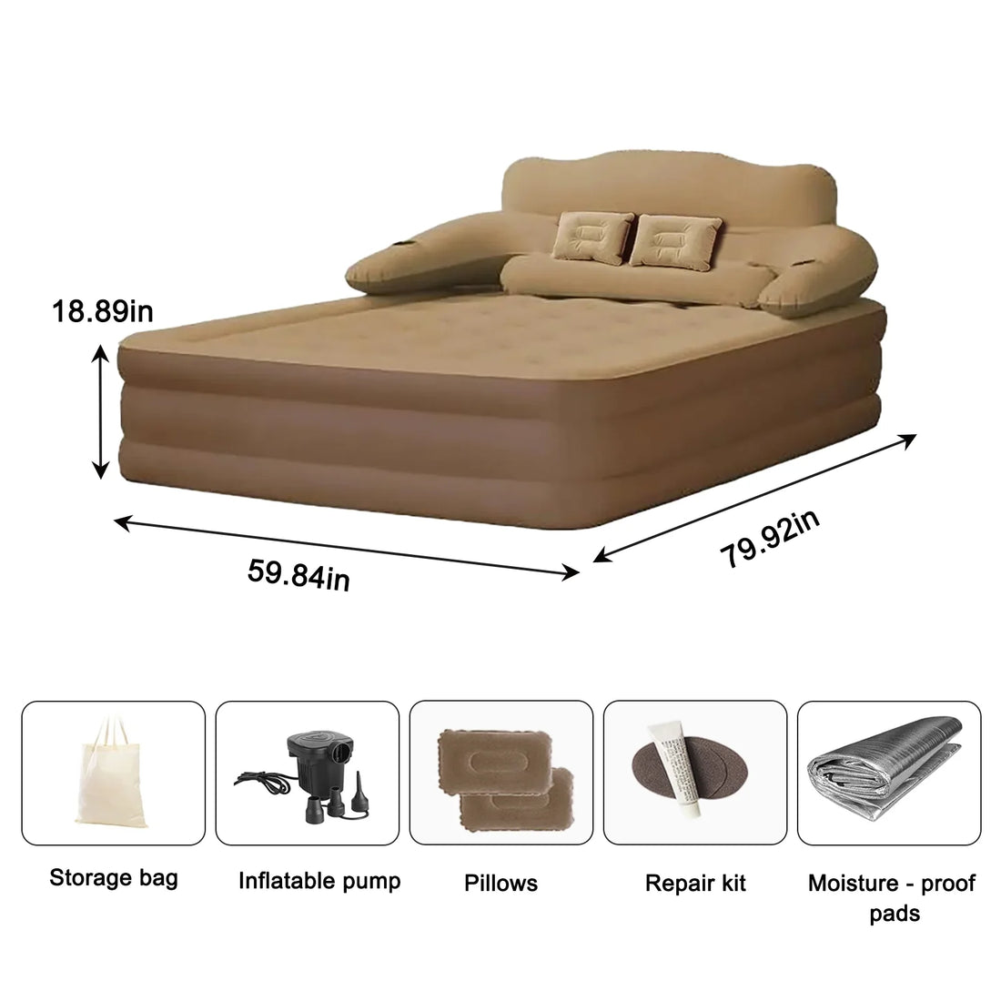 2-Person Inflatable Camping Mattress with Built-in Pump – Thickened Raised Air Bed for Indoor & Outdoor Use
