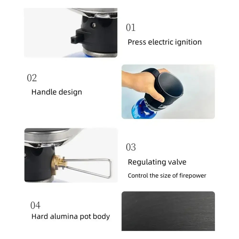 Jet Boil Style Camping Stove with Heat Exchanger – Portable Gas Backpacking Burner & Cooking Pot System