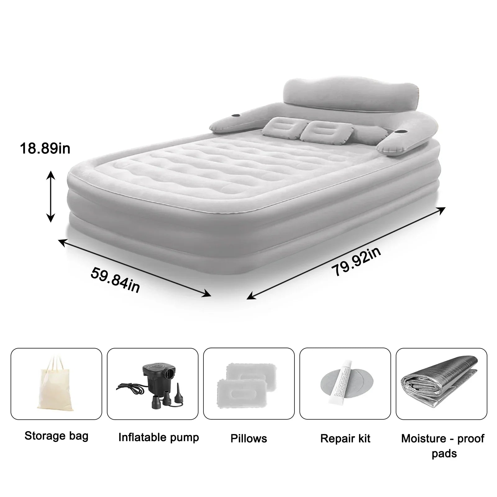 2-Person Inflatable Camping Mattress with Built-in Pump – Thickened Raised Air Bed for Indoor & Outdoor Use