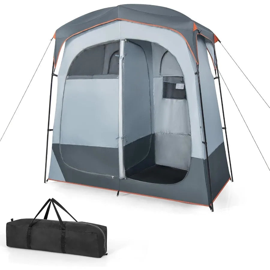 Oversized Double Room Shower Tent – Portable Privacy Camping Tent with Floor, Rain Fly & Storage Features