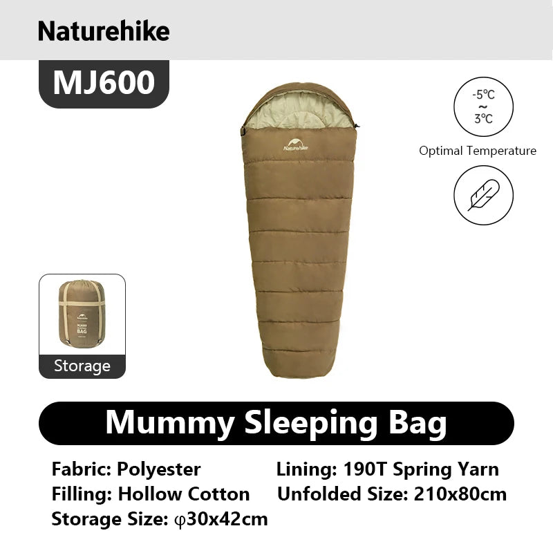 Naturehike MJ300/MJ600 Mummy Sleeping Bag – Ultra-Warm Winter Cotton Sleeping Bag for Camping & Indoor Use