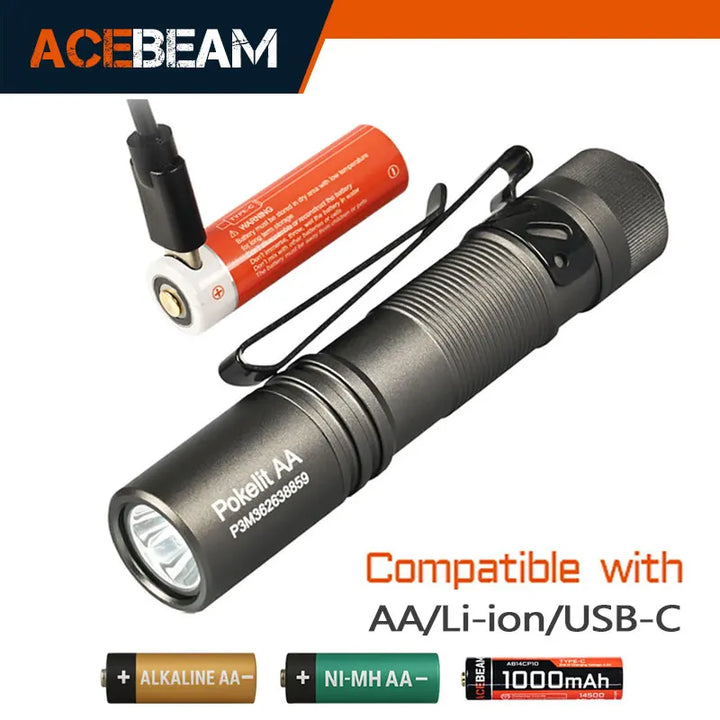 High CRI Rechargeable EDC Flashlight Pokelit AA – Compact LED Mini Torch for Camping, Survival & Everyday Carry