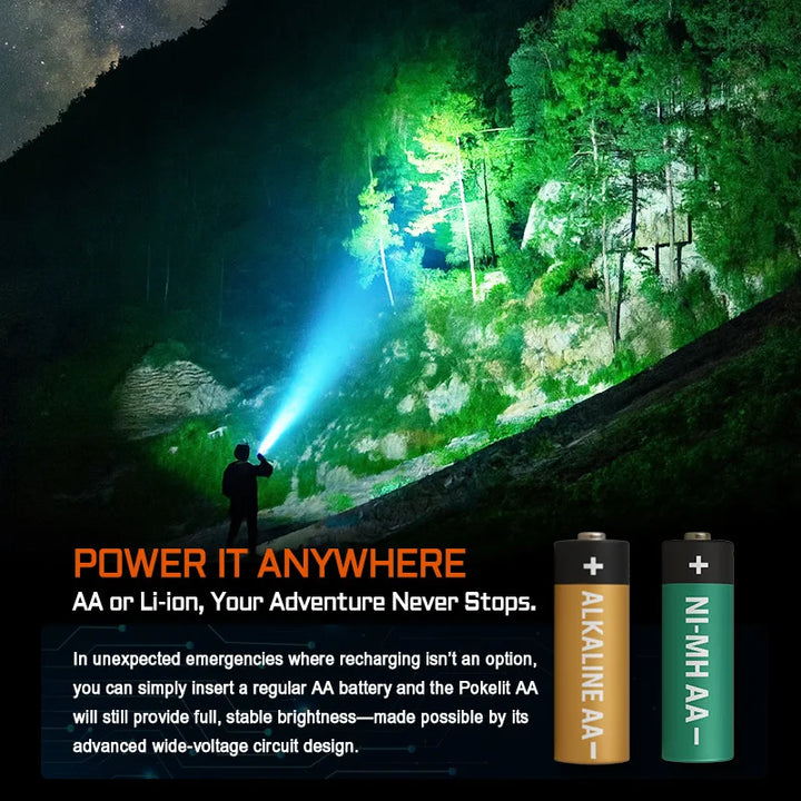 High CRI Rechargeable EDC Flashlight Pokelit AA – Compact LED Mini Torch for Camping, Survival & Everyday Carry