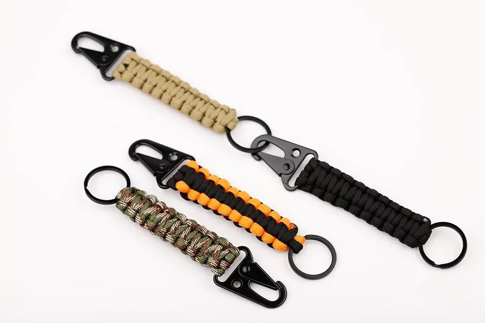 Paracord Survival Keychain with Carabiner & Bottle Opener – Military Braided EDC Tool for Camping & Hiking